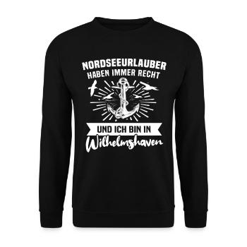 Wilhelmshaven Sprüche - Unisex Pullover - Schwarz - Vorne - Alina (178cm) & Michal (187cm)