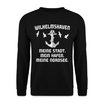 Wilhelmshaven Sprüche - Unisex Pullover - Schwarz - Vorne - Alina (178cm) & Michal (187cm)