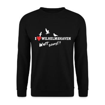 I Love Wilhelmshaven Liebe Wilhelmshavener - Unisex Pullover - Schwarz - Vorne - Alina (178cm) & Michal (187cm)
