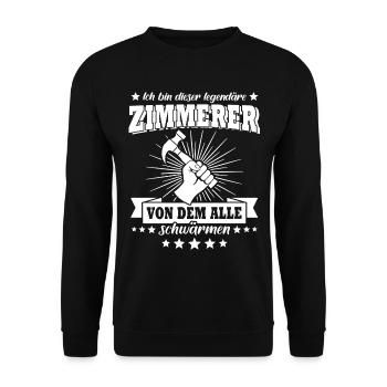 Zimmermann Zimmerer Zimmerleute - Unisex Pullover - Schwarz - Vorne - Alina (178cm) & Michal (187cm)