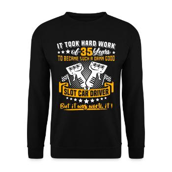 Slot Car Racing 35e anniversaire 35 ans Slot Race - Sweat-shirt Unisexe - noir - Devant - Alina (178cm) & Michal (187cm)