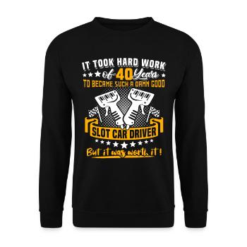Slot Car Racing 40e anniversaire 40 ans Slot Race - Sweat-shirt Unisexe - noir - Devant - Alina (178cm) & Michal (187cm)