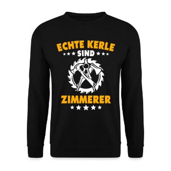 Zimmermann Zimmerer Zimmerei - Unisex Pullover - Schwarz - Vorne - Alina (178cm) & Michal (187cm)