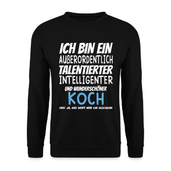Ich bin ein Außerordentlich Wunderschöner Koch - Unisex Pullover - Schwarz - Vorne - Alina (178cm) & Michal (187cm)