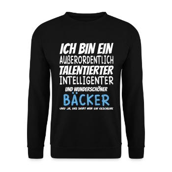 Ich bin ein Außerordentlich Wunderschöner Bäcker - Unisex Pullover - Schwarz - Vorne - Alina (178cm) & Michal (187cm)