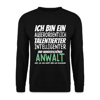 Ich bin ein Außerordentlich Wunderschöner Anwalt - Unisex Pullover - Schwarz - Vorne - Alina (178cm) & Michal (187cm)