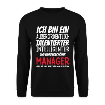 Ich bin ein Außerordentlich Wunderschöner Manager - Unisex Pullover - Schwarz - Vorne - Alina (178cm) & Michal (187cm)