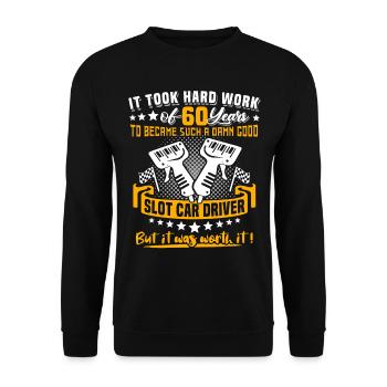 Slot Car Racing 60e anniversaire 60 ans Slot Race - Sweat-shirt Unisexe - noir - Devant - Alina (178cm) & Michal (187cm)