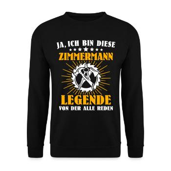 Zimmermann Legende Zimmerer Zimmerleute - Unisex Pullover - Schwarz - Vorne - Alina (178cm) & Michal (187cm)
