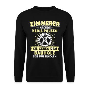 Zimmermann Zimmerer Zimmerleute - Unisex Pullover - Schwarz - Vorne - Alina (178cm) & Michal (187cm)