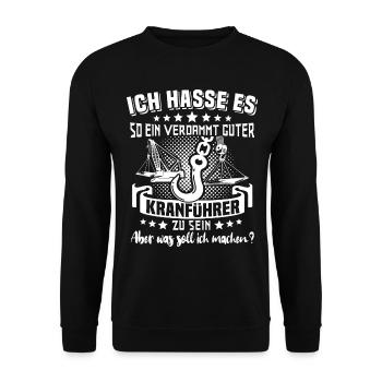 Kranfahrer Kranführer Kran - Unisex Pullover - Schwarz - Vorne - Alina (178cm) & Michal (187cm)