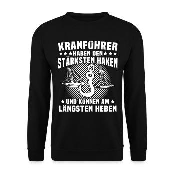 Kranfahrer Kranführer Kran - Unisex Pullover - Schwarz - Vorne - Alina (178cm) & Michal (187cm)