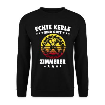 Zimmerer Sprüche Zimmermann - Unisex Pullover - Schwarz - Vorne - Alina (178cm) & Michal (187cm)
