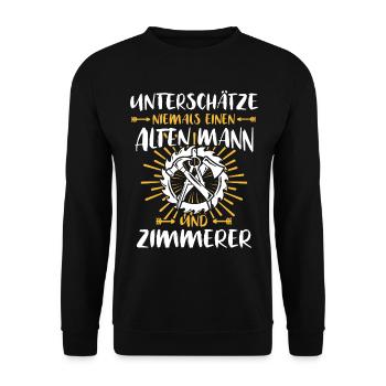 Zimmerer Sprüche Zimmermann - Unisex Pullover - Schwarz - Vorne - Alina (178cm) & Michal (187cm)