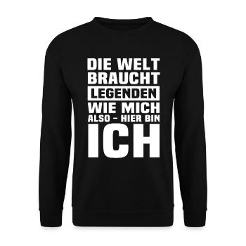 Legenden Geschenk Legende - Unisex Pullover - Schwarz - Vorne - Alina (178cm) & Michal (187cm)