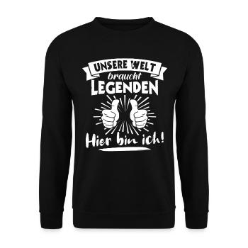 Legenden Geschenk Legende - Unisex Pullover - Schwarz - Vorne - Alina (178cm) & Michal (187cm)
