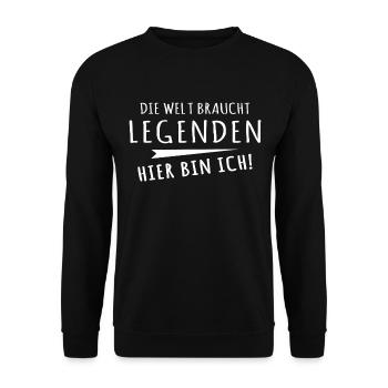 Legenden Geschenk Legende - Unisex Pullover - Schwarz - Vorne - Alina (178cm) & Michal (187cm)