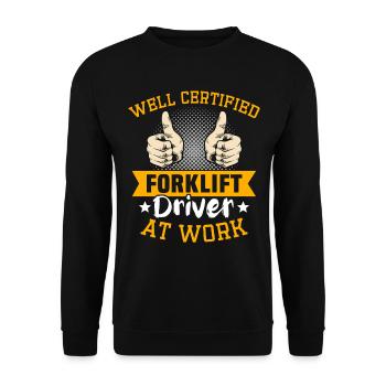 Forklift Driver Forklift Warehouse Forklift - Unisex Sweatshirt - black - Front - Alina (178cm) & Michal (187cm)