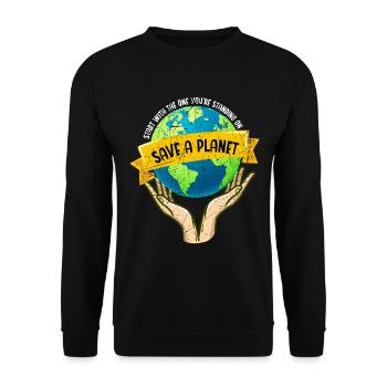 Save A Planet Nature Lover Environmentalist - Unisex Sweatshirt - black - Front - Alina (178cm) & Michal (187cm)