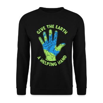 Give The Earth A Helping Hand Nature Lover - Unisex Sweatshirt - black - Front - Alina (178cm) & Michal (187cm)