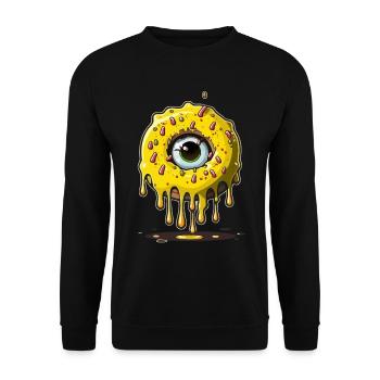 Monster-Augen-Donut - Unisex Pullover - Schwarz - Vorne - Alina (178cm) & Michal (187cm)
