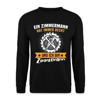 Zimmermann Zimmerer Zimmerleute - Unisex Pullover - Schwarz - Vorne - Alina (178cm) & Michal (187cm)