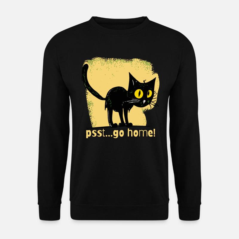 geh heim! Vintage Cartoon-Katze - Unisex Pullover - Schwarz