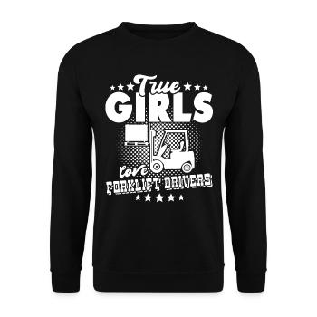 Forklift driver Forklift - Unisex Sweatshirt - black - Front - Alina (178cm) & Michal (187cm)