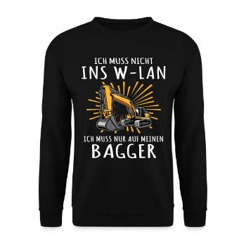 Baggerführer Bagger Baggerfahrer - Unisex Pullover - Schwarz - Vorne - Alina (178cm) & Michal (187cm)
