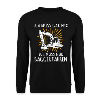 Baggerführer Bagger Baggerfahrer - Unisex Pullover - Schwarz - Vorne - Alina (178cm) & Michal (187cm)
