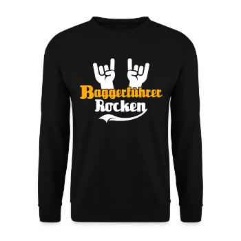Baggerführer Bagger Baggerfahrer - Unisex Pullover - Schwarz - Vorne - Alina (178cm) & Michal (187cm)