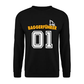 Baggerführer Bagger Baggerfahrer - Unisex Pullover - Schwarz - Vorne - Alina (178cm) & Michal (187cm)