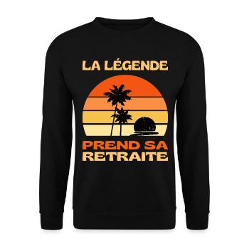 La Légende Prend Sa Retraite 2023 Cadeau Humour - Sweat-shirt Unisexe - noir - Devant - Alina (178cm) & Michal (187cm)