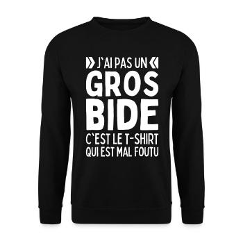 J'ai Pas Un Gros Bide C'est Le Tees Qui Est Foutu - Sweat-shirt Unisexe - noir - Devant - Alina (178cm) & Michal (187cm)