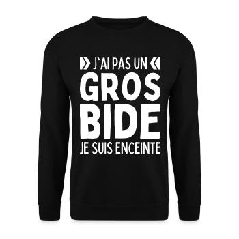 J'ai Pas Un Gros Bide Je Suis Enceinte Grossesse - Sweat-shirt Unisexe - noir - Devant - Alina (178cm) & Michal (187cm)