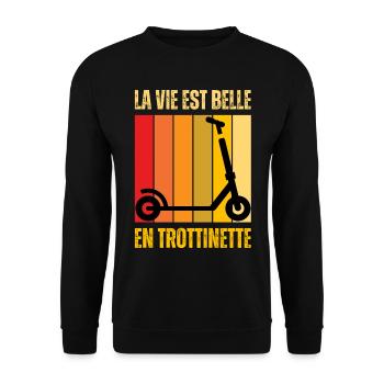 Trottinette Électrique Freestyle Trot Elec Cadeau - Sweat-shirt Unisexe - noir - Devant - Alina (178cm) & Michal (187cm)