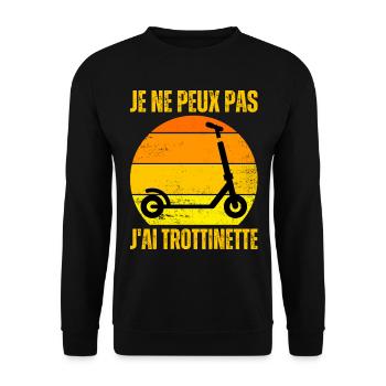 Je Peux Pas J'ai Trottinette Électrique Trot Elec - Sweat-shirt Unisexe - noir - Devant - Alina (178cm) & Michal (187cm)