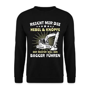 Baggerfahrer Bagger Fahren - Unisex Pullover - Schwarz - Vorne - Alina (178cm) & Michal (187cm)