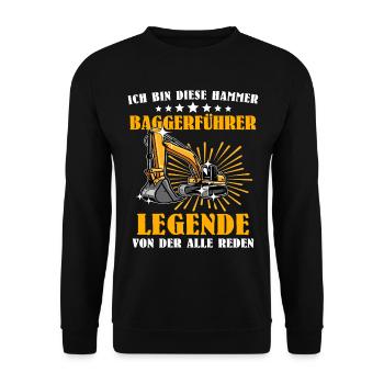 Baggerfuehrer Baggerfahrer - Unisex Pullover - Schwarz - Vorne - Alina (178cm) & Michal (187cm)
