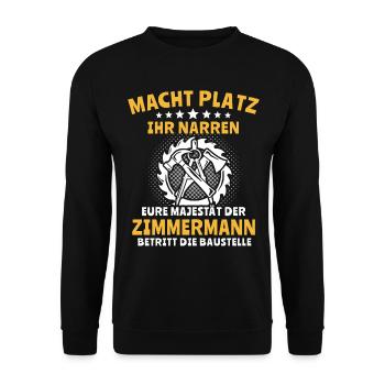 Zimmermann Zimmerer Zimmerleute - Unisex Pullover - Schwarz - Vorne - Alina (178cm) & Michal (187cm)