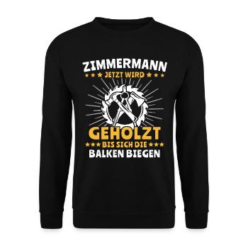 Zimmermann Zimmerer Zimmerleute - Unisex Pullover - Schwarz - Vorne - Alina (178cm) & Michal (187cm)