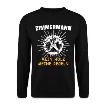 Zimmermann Zimmerer Zimmerleute - Unisex Pullover - Schwarz - Vorne - Alina (178cm) & Michal (187cm)