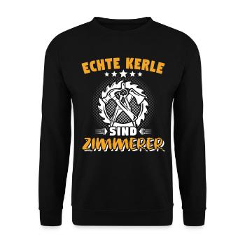 Zimmermann Zimmerer Zimmerleute - Unisex Pullover - Schwarz - Vorne - Alina (178cm) & Michal (187cm)