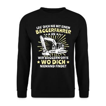 Baggerführer Bagger Baggerfahrer - Unisex Pullover - Schwarz - Vorne - Alina (178cm) & Michal (187cm)