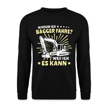 Baggerführer Bagger Baggerfahrer - Unisex Pullover - Schwarz - Vorne - Alina (178cm) & Michal (187cm)