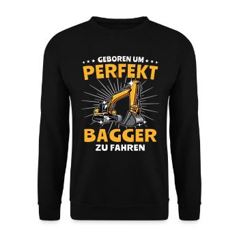 Baggerführer Bagger Baggerfahrer - Unisex Pullover - Schwarz - Vorne - Alina (178cm) & Michal (187cm)