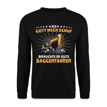 Baggerführer Bagger Baggerfahrer - Unisex Pullover - Schwarz - Vorne - Alina (178cm) & Michal (187cm)