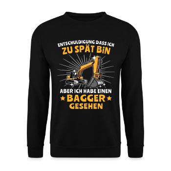 Baggerführer Bagger Baggerfahrer - Unisex Pullover - Schwarz - Vorne - Alina (178cm) & Michal (187cm)