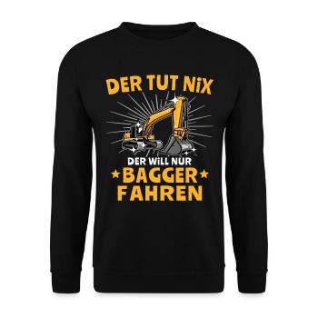 Baggerführer Bagger Baggerfahrer - Unisex Pullover - Schwarz - Vorne - Alina (178cm) & Michal (187cm)