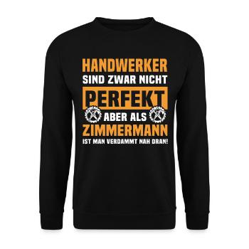 Zimmerer Zimmerleute Zimmermann - Unisex Pullover - Schwarz - Vorne - Alina (178cm) & Michal (187cm)